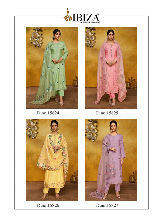 Lavender Ibiza Pure Bemberg Muslin Pant Style Suits Wholesale Price