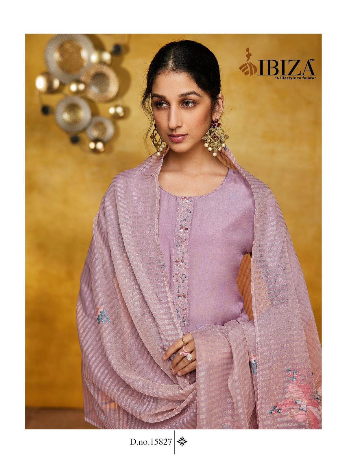 Lavender Ibiza Pure Bemberg Muslin Pant Style Suits Wholesale Price