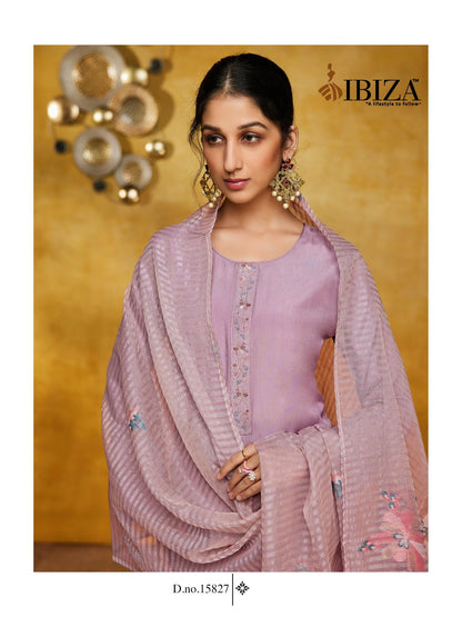 Lavender Ibiza Pure Bemberg Muslin Pant Style Suits Wholesale Price