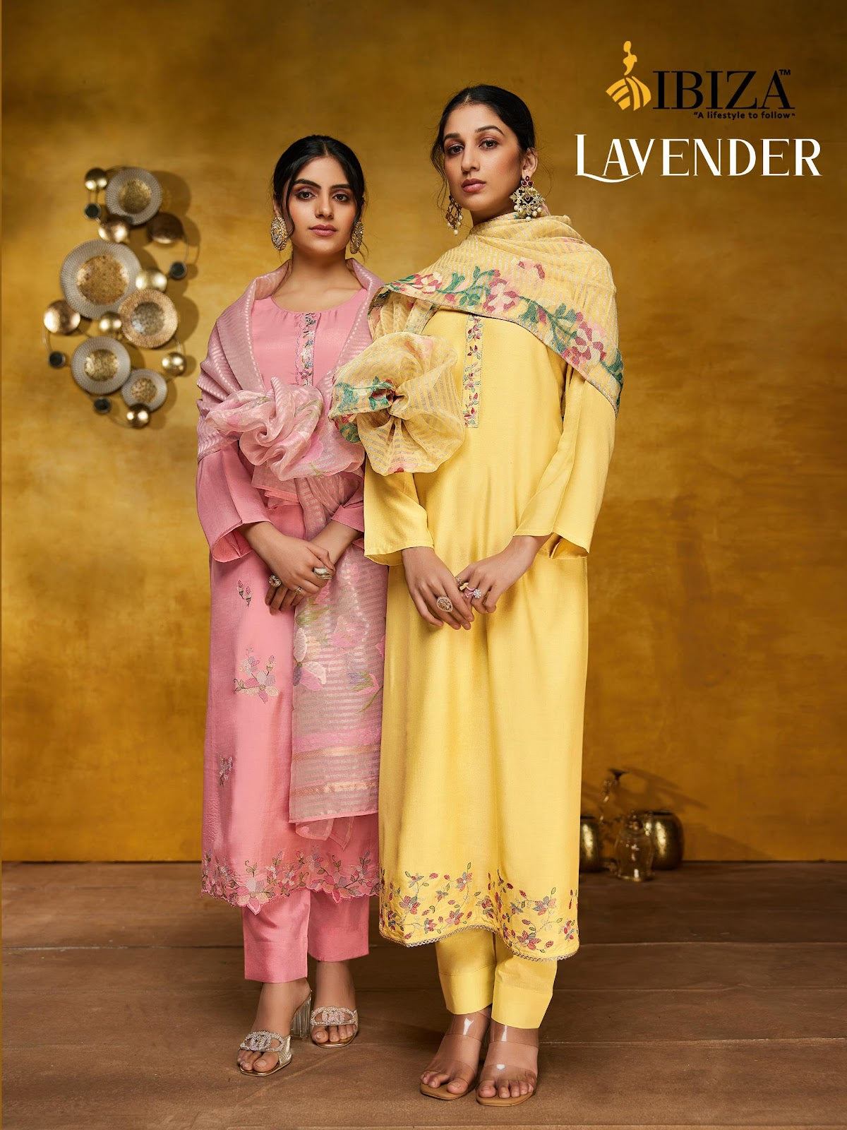 Lavender Ibiza Pure Bemberg Muslin Pant Style Suits Wholesale Price