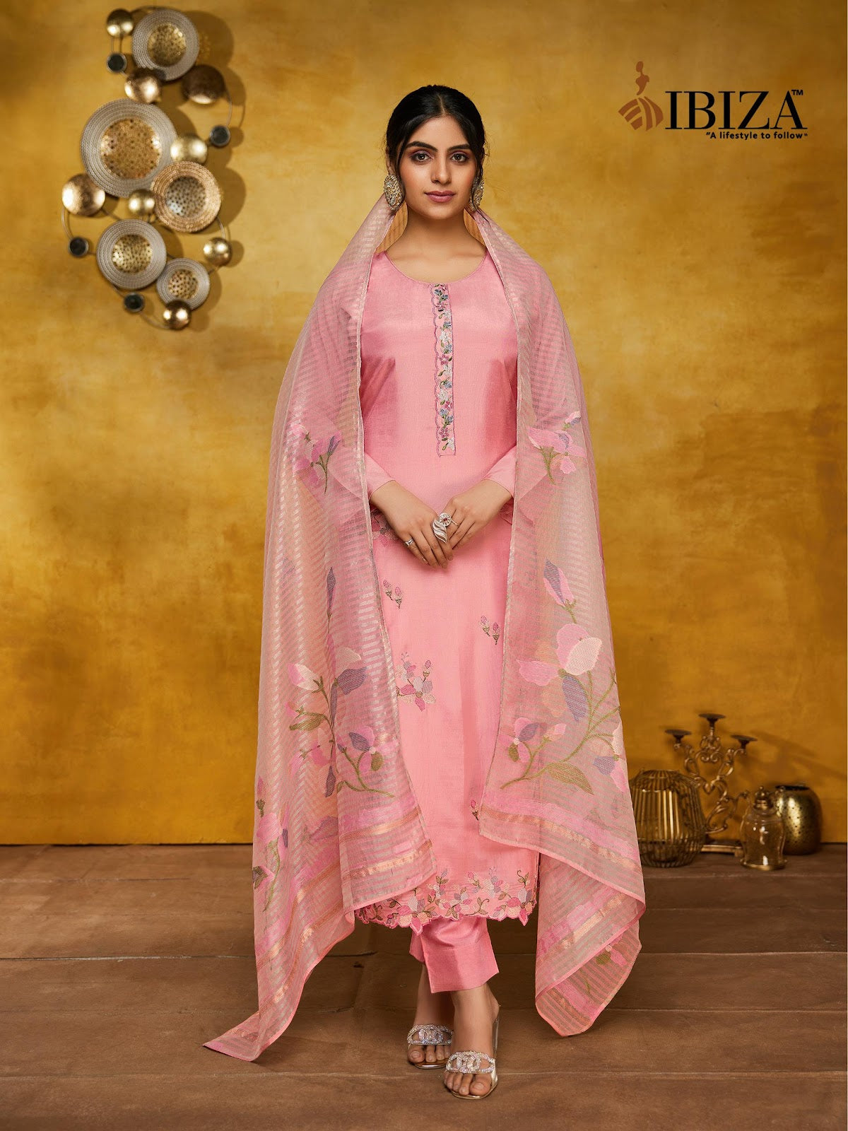 Lavender Ibiza Pure Bemberg Muslin Pant Style Suits Wholesale Price