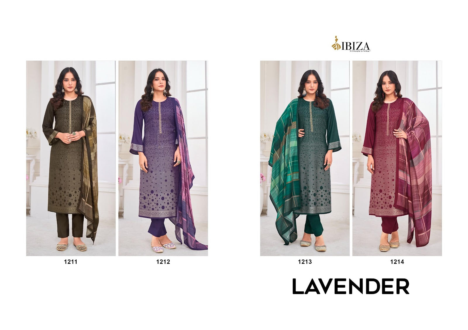 Lavender Winter Collection Ibiza Viscose Pashmina Suits Wholesale Price