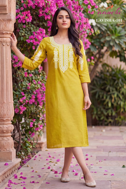 Lavisha Aanchi Vatican Knee Length Kurtis Exporter Gujarat