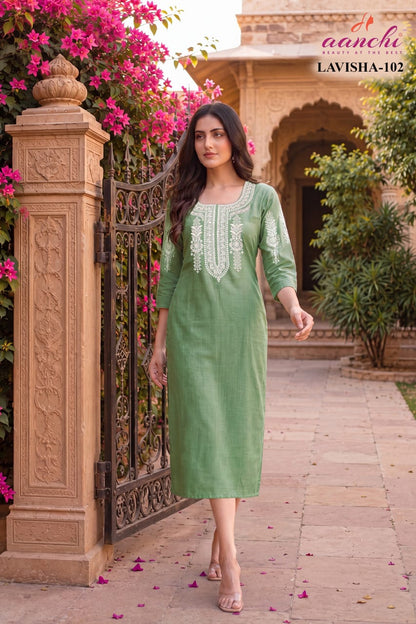 Lavisha Aanchi Vatican Knee Length Kurtis Exporter Gujarat