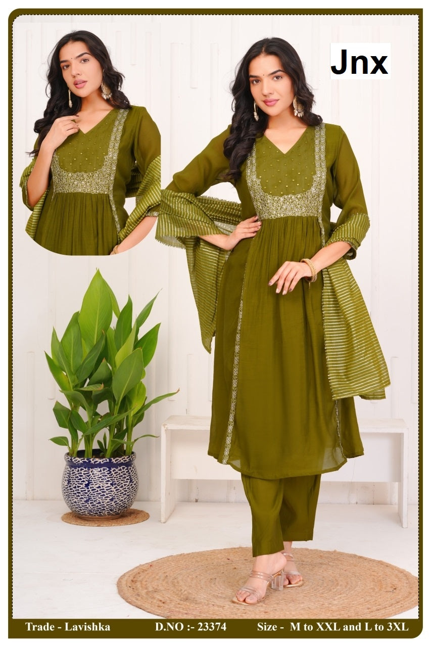 Lavishka Jnx Mul Chanderi Readymade Anarkali Suits Exporter Gujarat