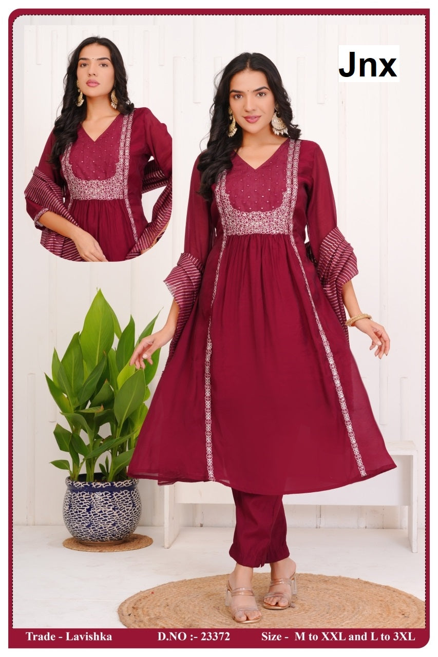 Lavishka Jnx Mul Chanderi Readymade Anarkali Suits Exporter Gujarat