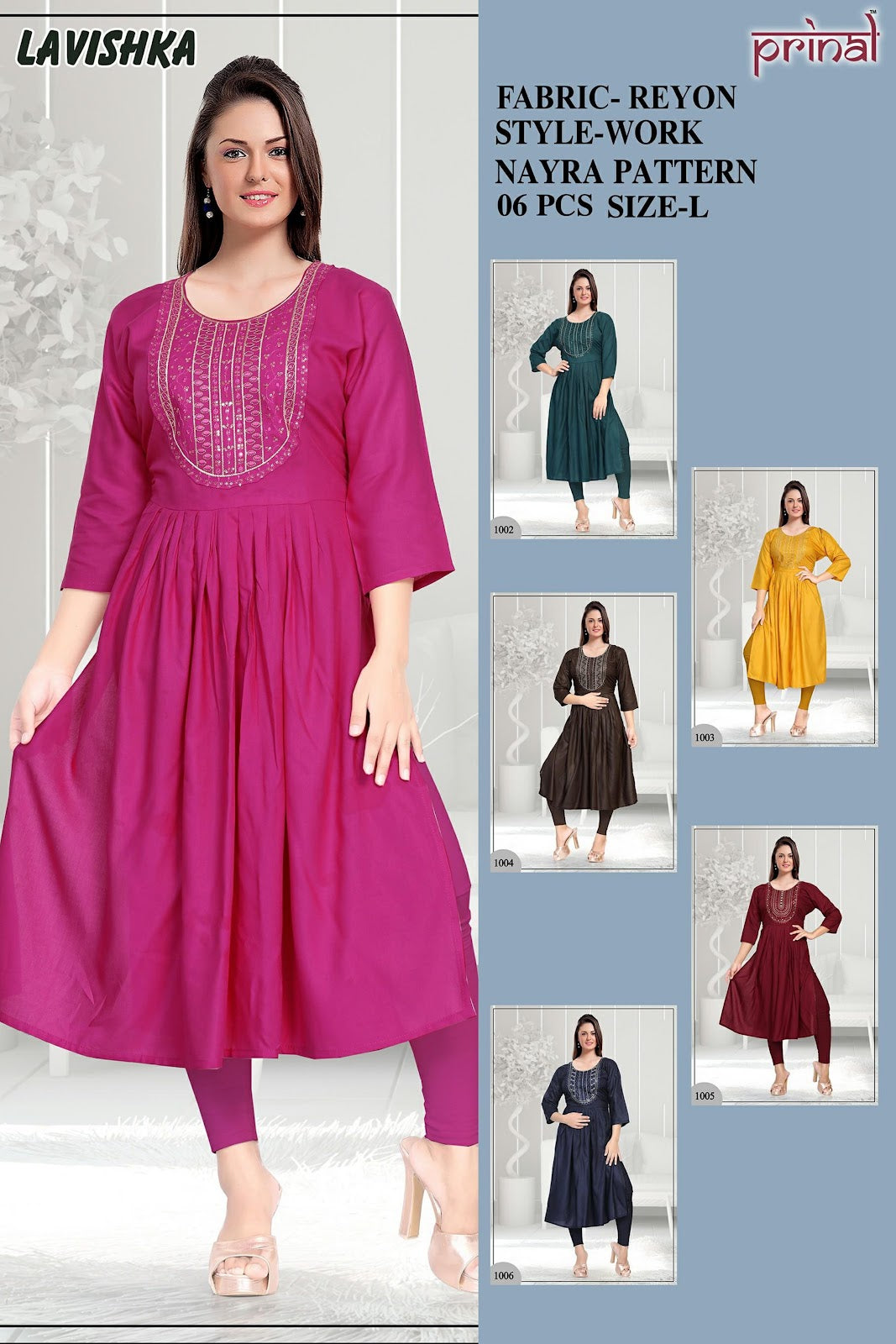 Lavishka Prinal Reyon Naira Cut Kurtis Wholesaler Gujarat