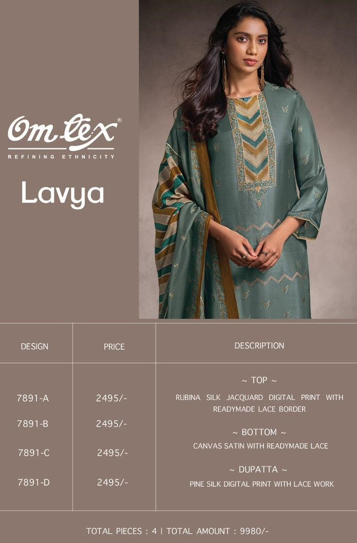 Lavya Omtex Silk Pant Style Suits Wholesaler Ahmedabad