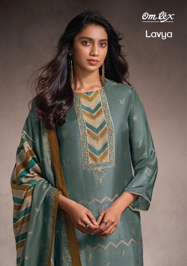 Lavya Omtex Silk Pant Style Suits Wholesaler Ahmedabad