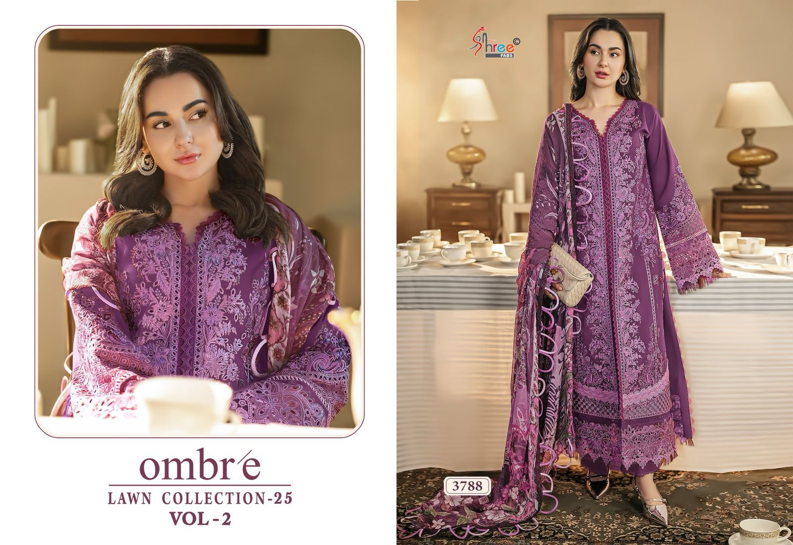 Lawn Collection-2025 Vol-2 Shree Fabs Pure Cotton Pakistani Salwar Suits Supplier Gujarat