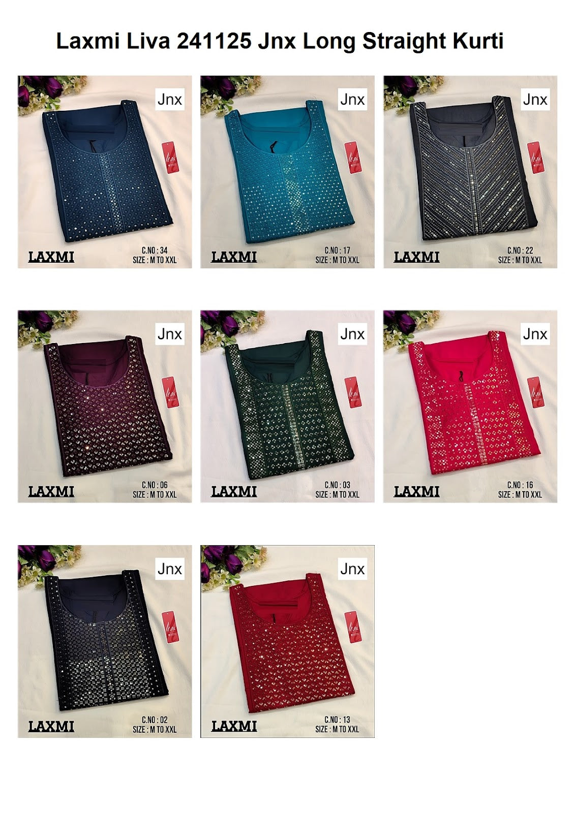 Laxmi Liva 241125 Jnx Rayon 22Kg Long Straight Kurti Wholesale Rate