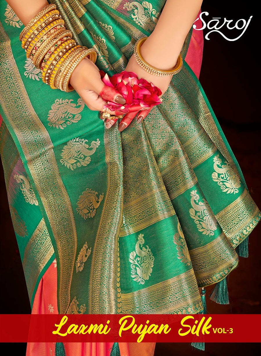 Laxmi Pujan Silk Vol 3 Saroj Sarees Supplier Ahmedabad