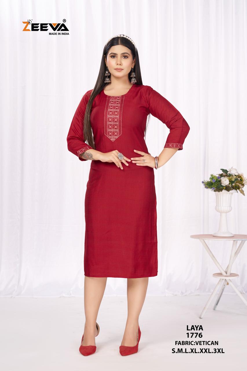 Laya Zeeva Vetican Straight Cut Kurtis Manufacturer Ahmedabad