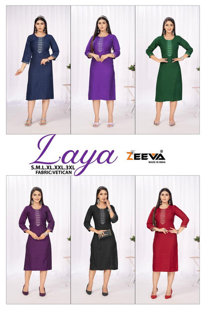 Laya Zeeva Vetican Straight Cut Kurtis Manufacturer Ahmedabad