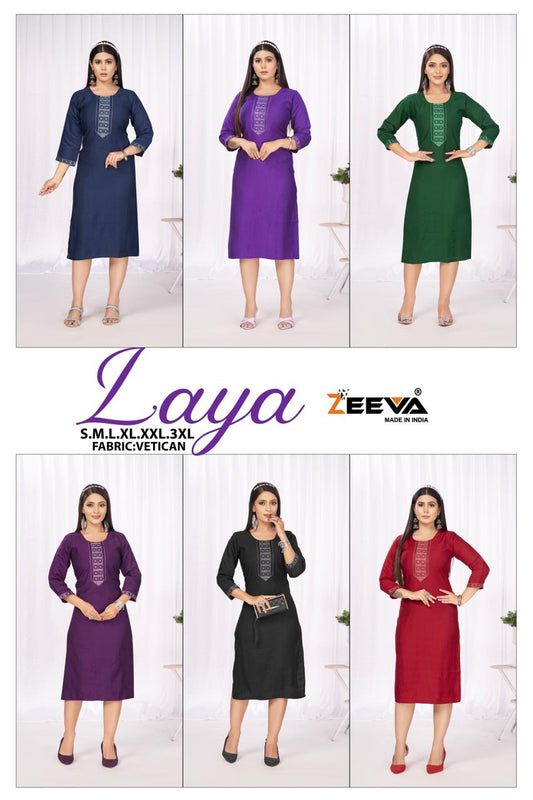 Laya Zeeva Vetican Straight Cut Kurtis Manufacturer Ahmedabad