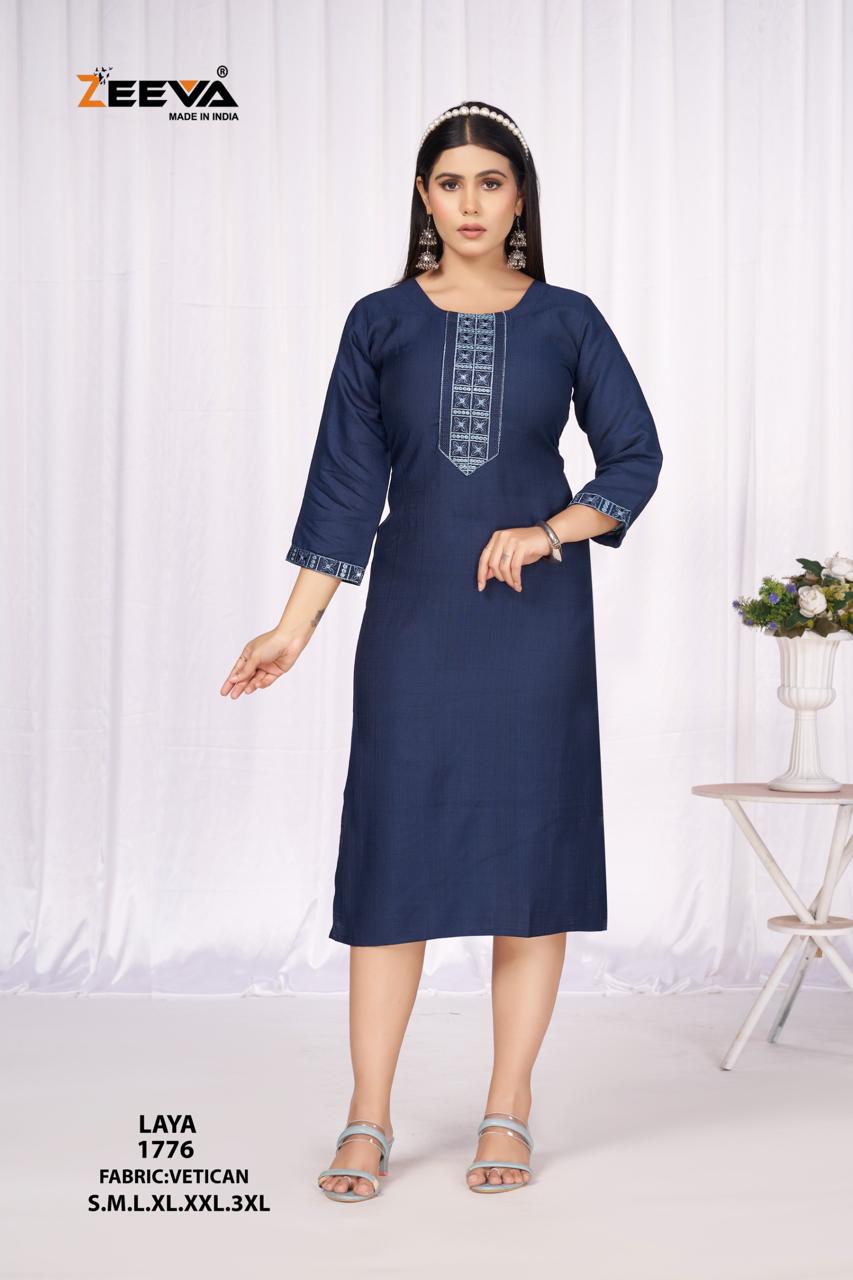 Laya Zeeva Vetican Straight Cut Kurtis Manufacturer Ahmedabad