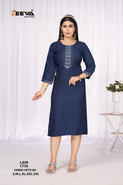 Laya Zeeva Vetican Straight Cut Kurtis Manufacturer Ahmedabad