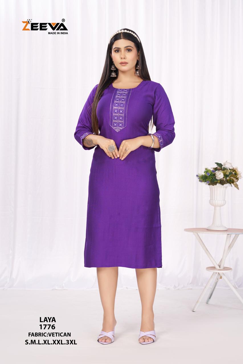 Laya Zeeva Vetican Straight Cut Kurtis Manufacturer Ahmedabad