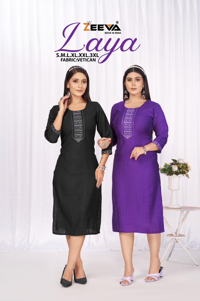 Laya Zeeva Vetican Straight Cut Kurtis Manufacturer Ahmedabad