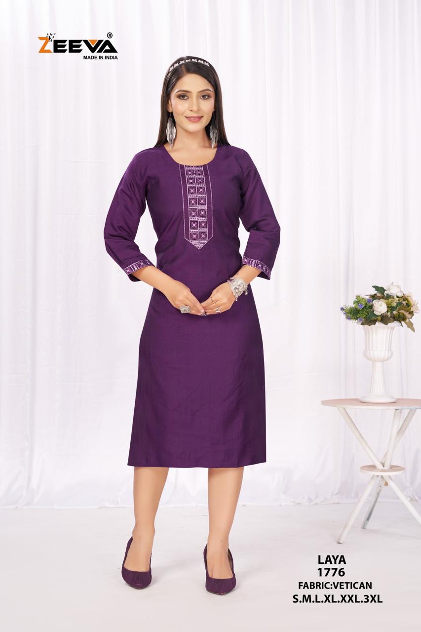 Laya Zeeva Vetican Straight Cut Kurtis Manufacturer Ahmedabad
