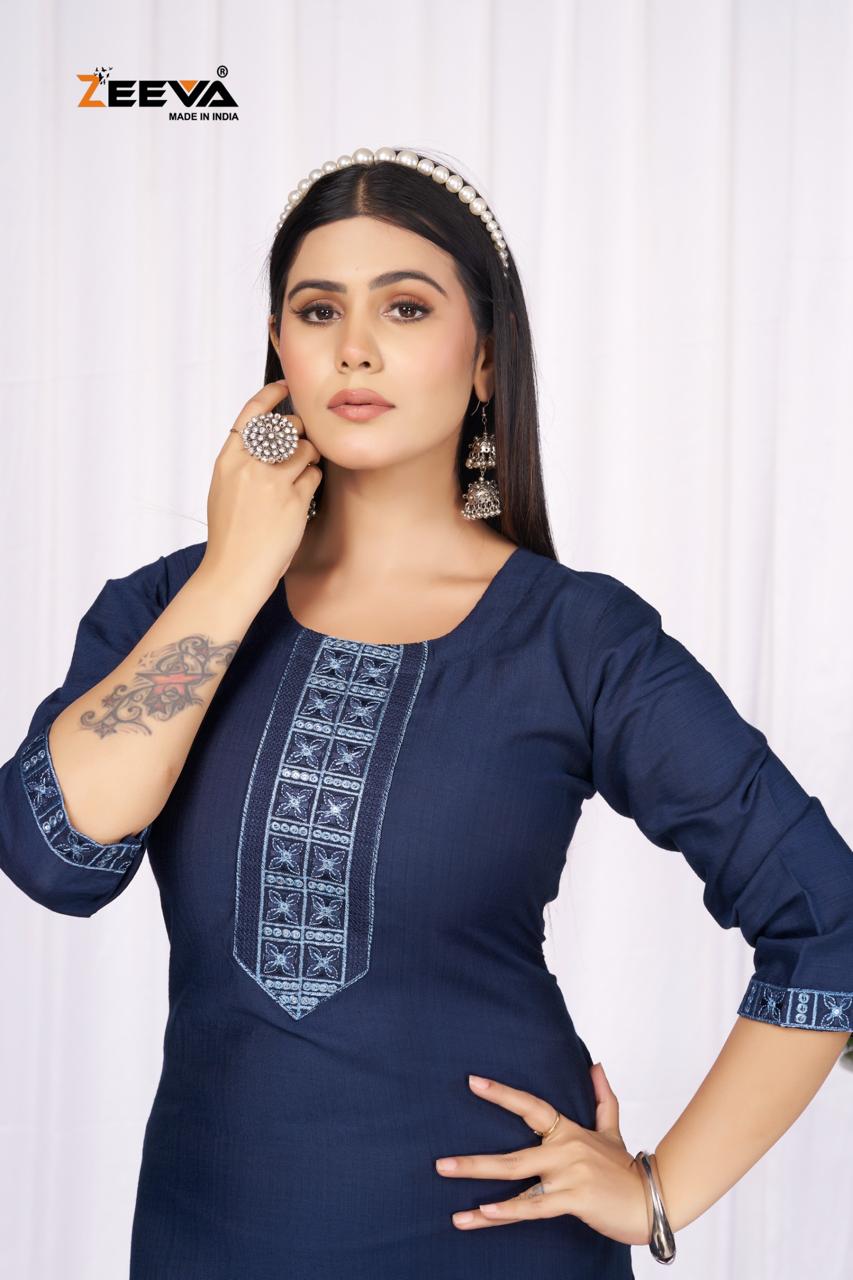 Laya Zeeva Vetican Straight Cut Kurtis Manufacturer Ahmedabad