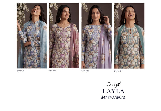 Layla 4717 Ganga Cotton Pant Style Suits Wholesale