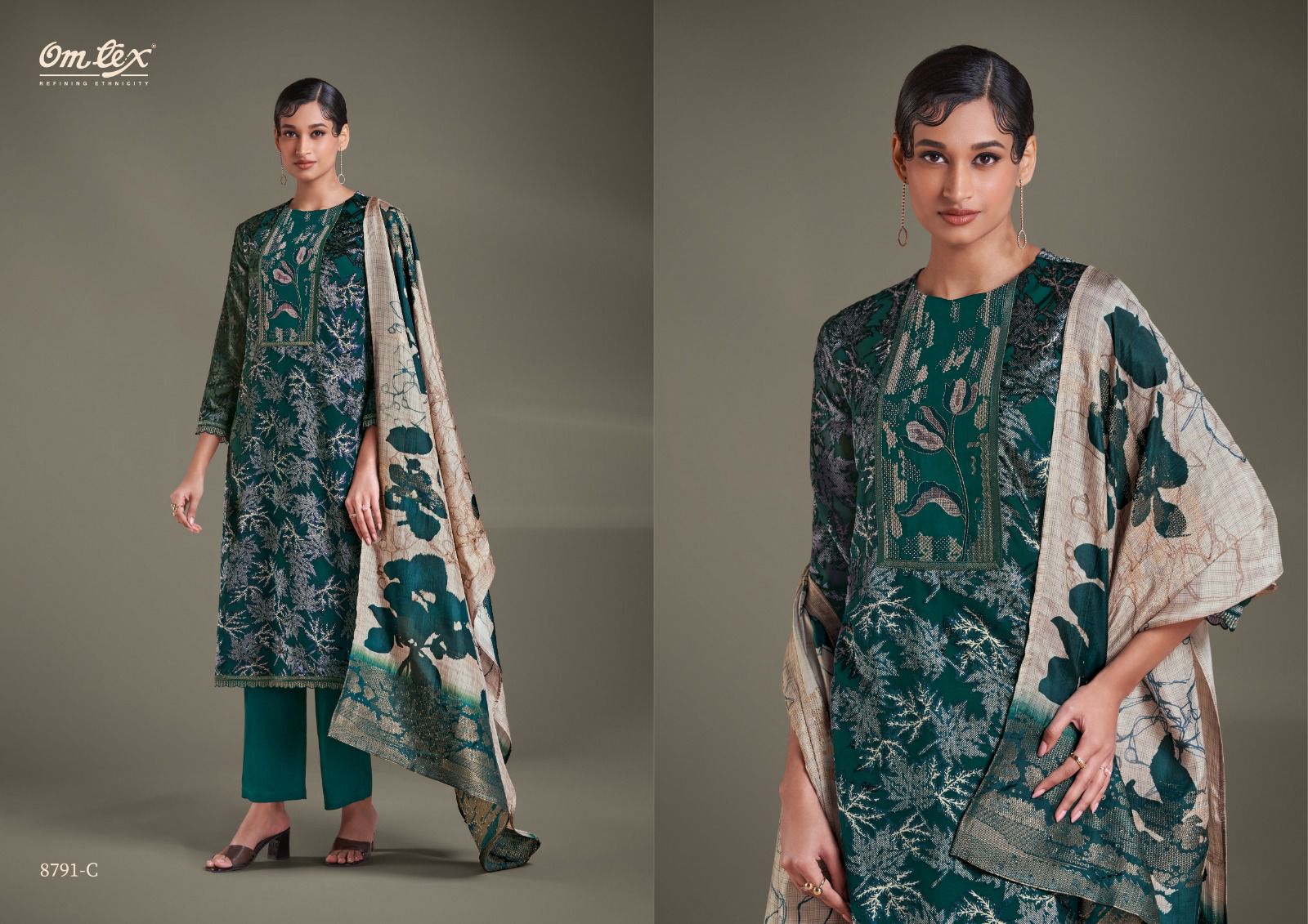 Layla Omtex Velvet Pashmina Suits Exporter Ahmedabad