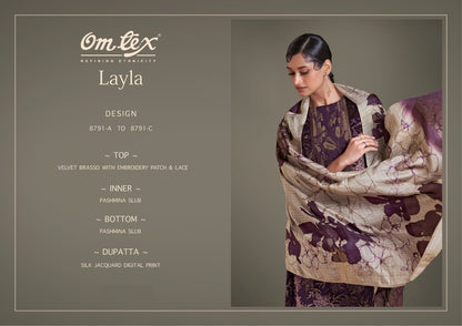 Layla Omtex Velvet Pashmina Suits Exporter Ahmedabad