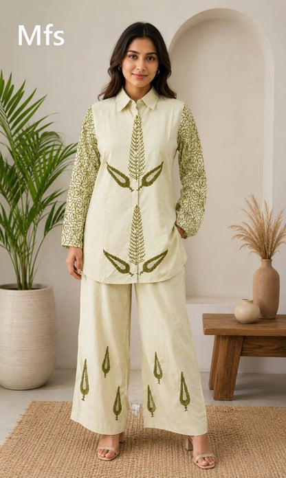 Leafy Vine Print Mfs Cotton Co Ord Set Exporter