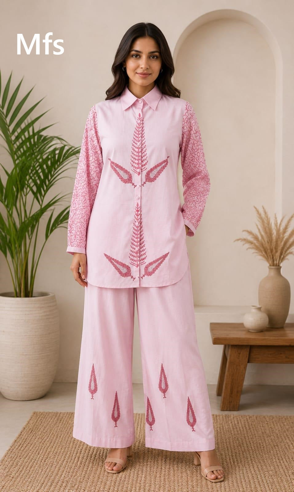 Leafy Vine Print Mfs Cotton Co Ord Set Exporter