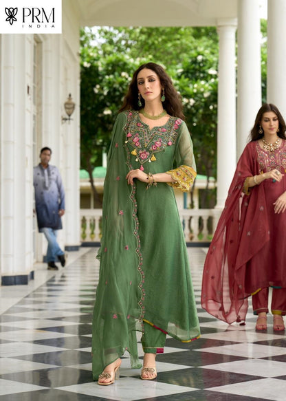 Leana Prm India Organza Readymade Pant Style Suits Wholesaler Gujarat