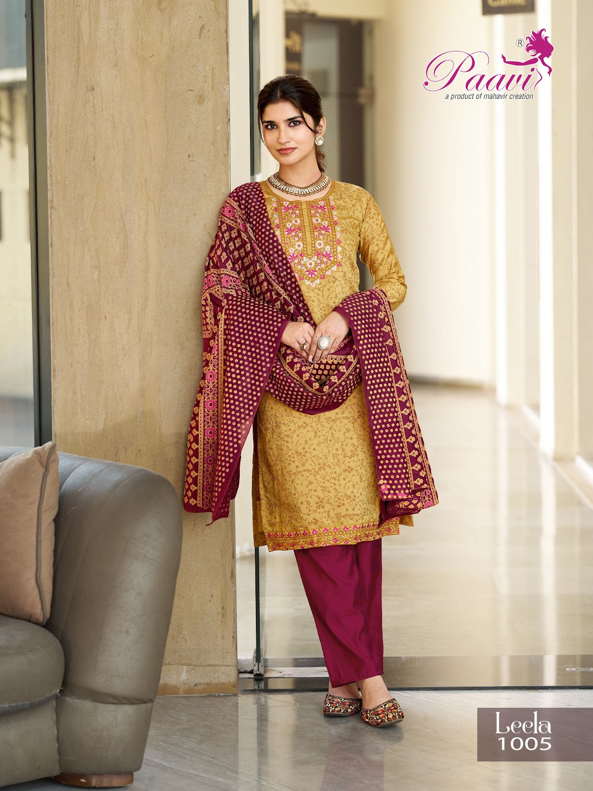 Leela Paavi Silk Readymade Pant Style Suits Wholesaler Ahmedabad