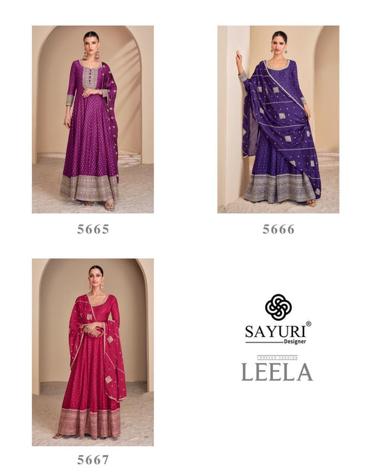 Leela Sayuri Jacquard Silk Gown Dupatta Set Wholesale