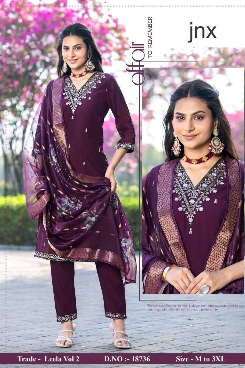 Leela Vol 2 Jnx Roman Readymade Pant Style Suits Exporter India