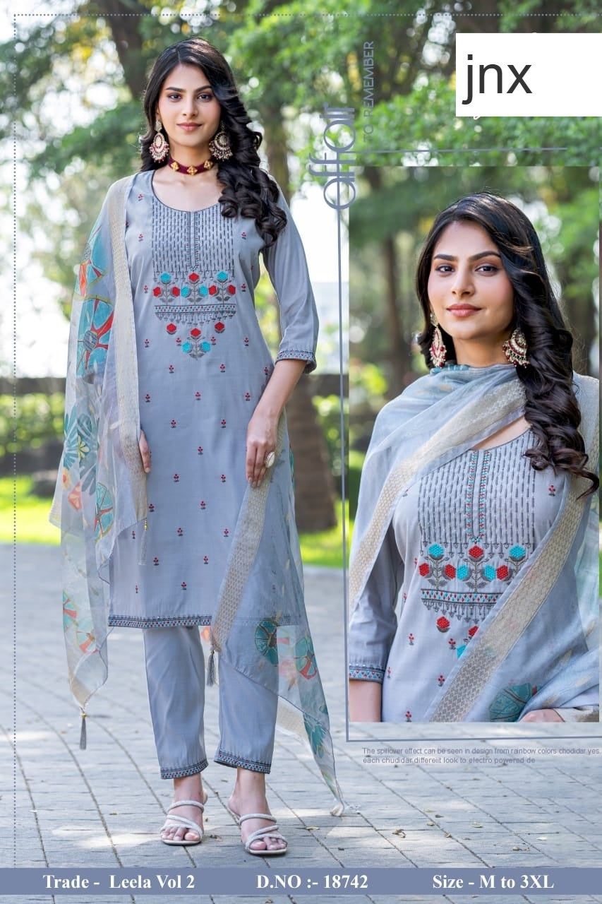 Leela Vol 2 Jnx Roman Readymade Pant Style Suits Exporter India