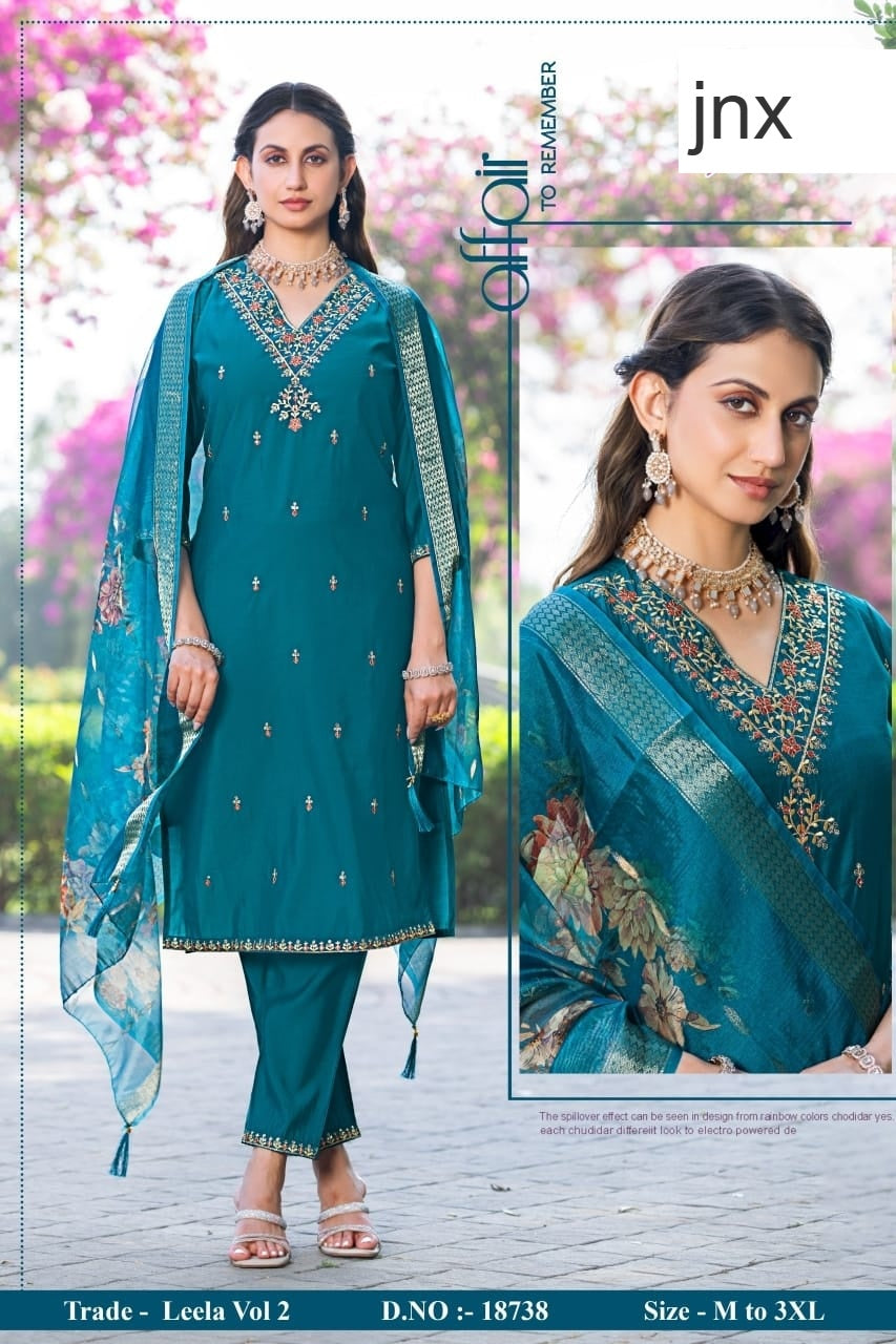 Leela Vol 2 Jnx Roman Readymade Pant Style Suits Exporter India