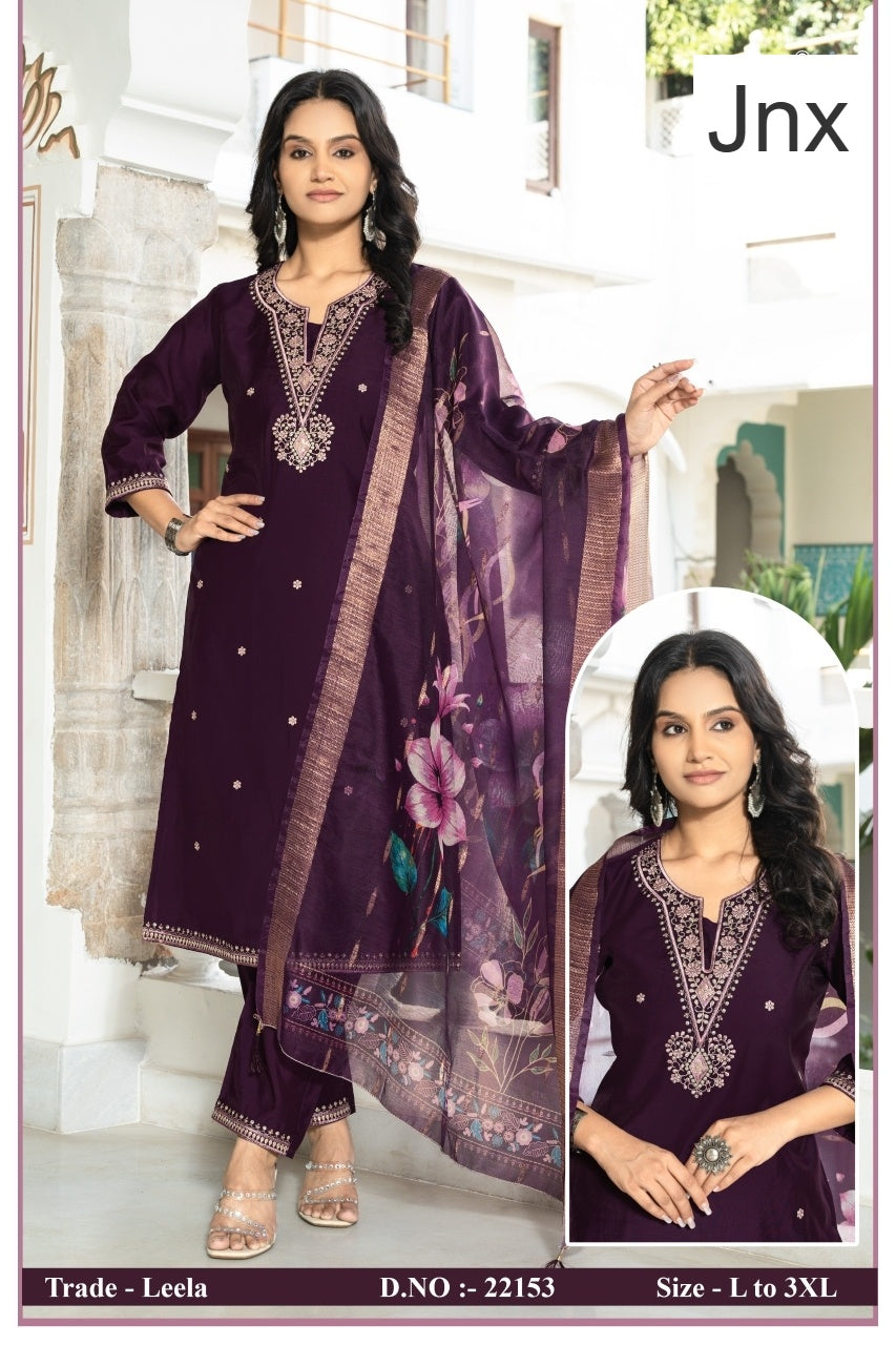 Leela Vol 3 Jnx Roman Readymade Pant Style Suits Wholesaler Gujarat