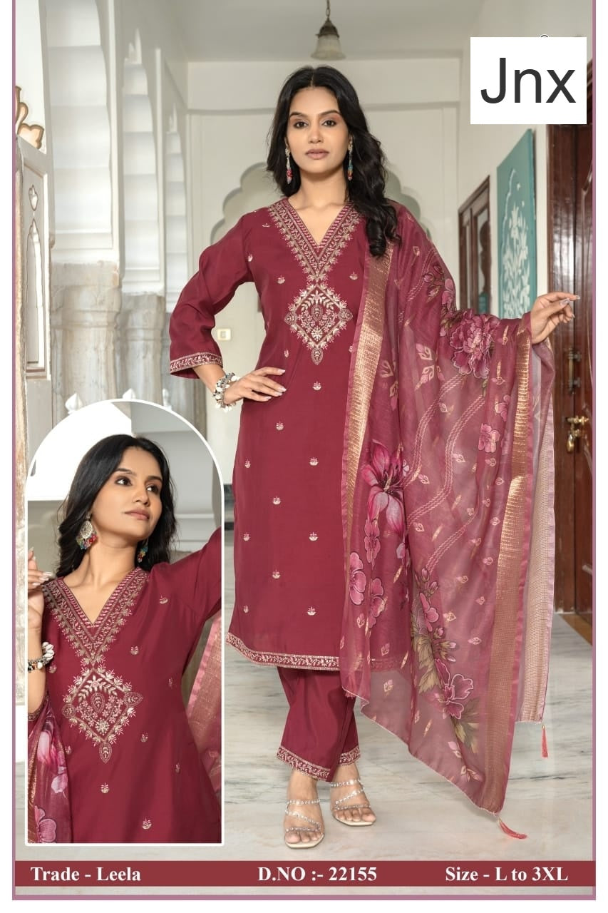 Leela Vol 3 Jnx Roman Readymade Pant Style Suits Wholesaler Gujarat