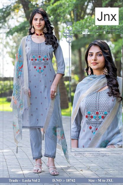 Leela Vol 3 Jnx Roman Readymade Pant Style Suits Wholesaler Gujarat