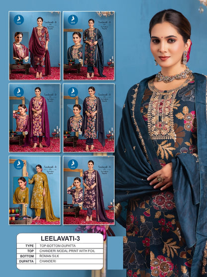 Leelavati 3 Kaya Chanderi Readymade Pant Style Suits Exporter