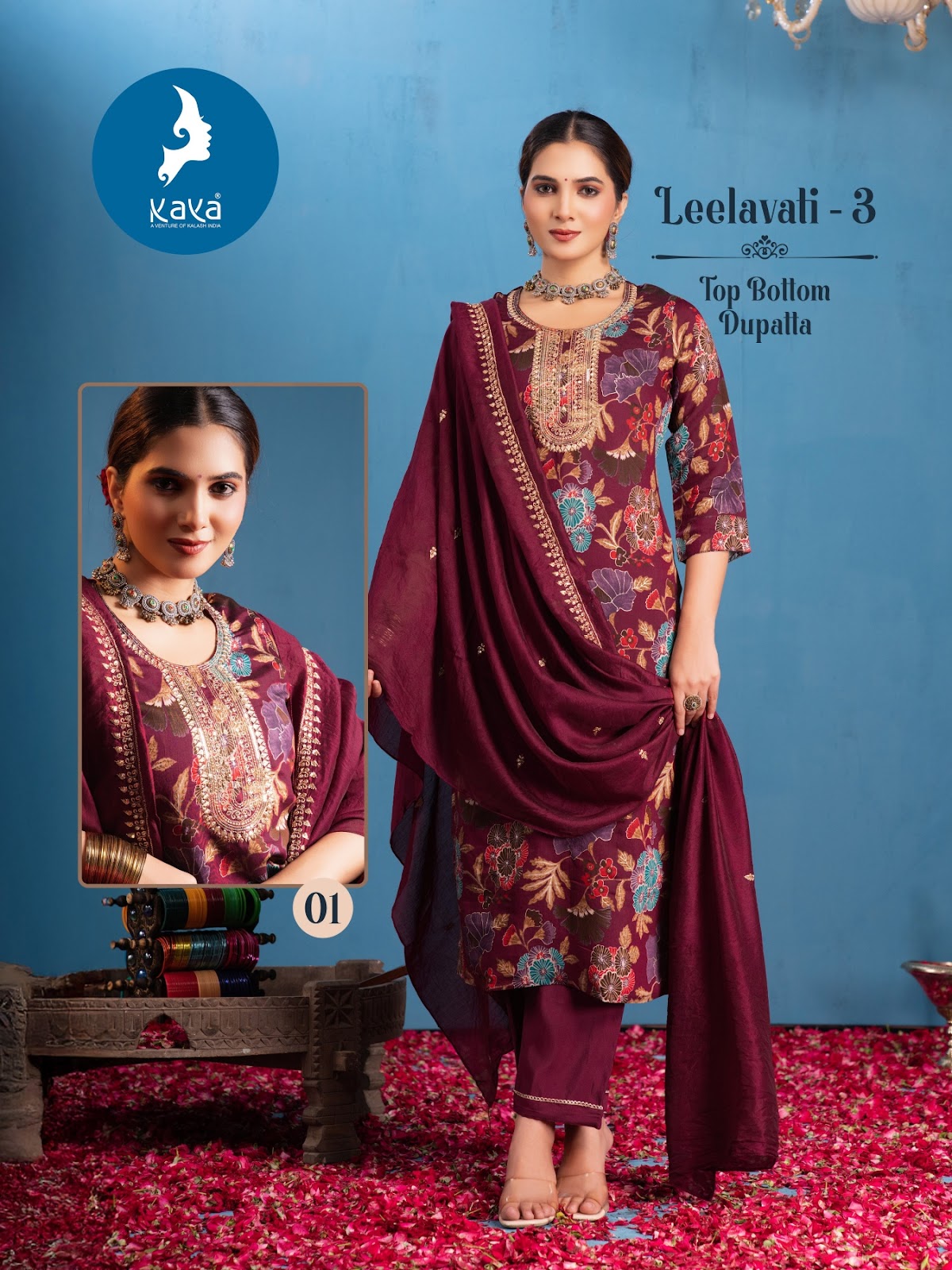Leelavati 3 Kaya Chanderi Readymade Pant Style Suits Exporter