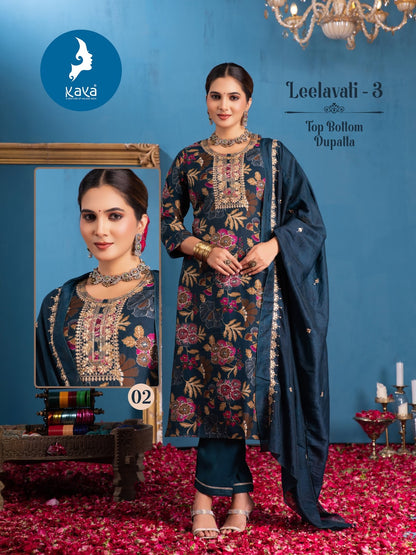 Leelavati 3 Kaya Chanderi Readymade Pant Style Suits Exporter