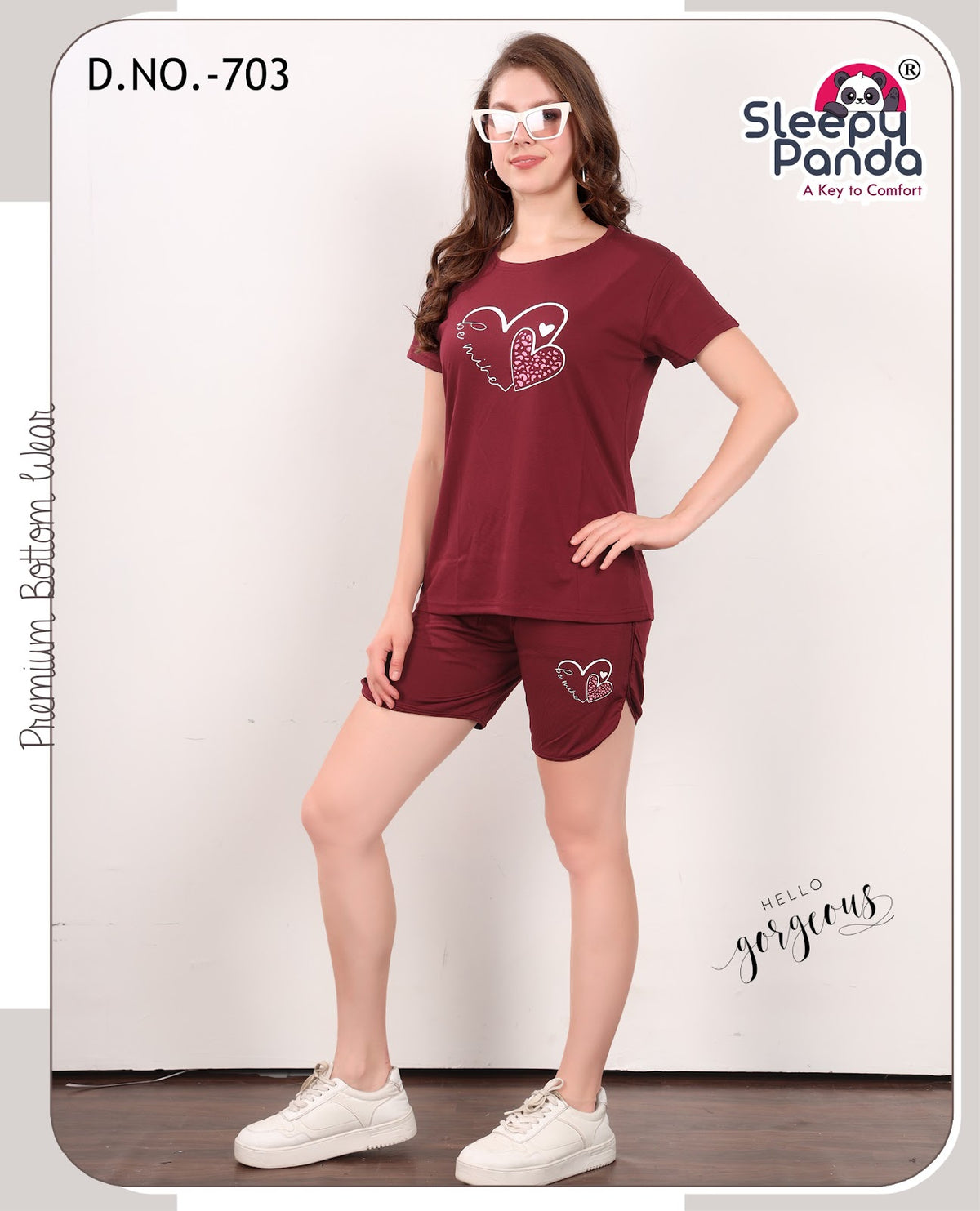 Leena 703 Sleepy Panda Tencil Lycra Shorts Night Suits Exporter India