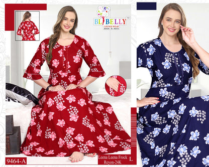 Leena Frock Sleeve Belly Rayon Night Gowns Wholesaler India