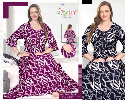 Leena Frock Sleeve Belly Rayon Night Gowns Wholesaler India
