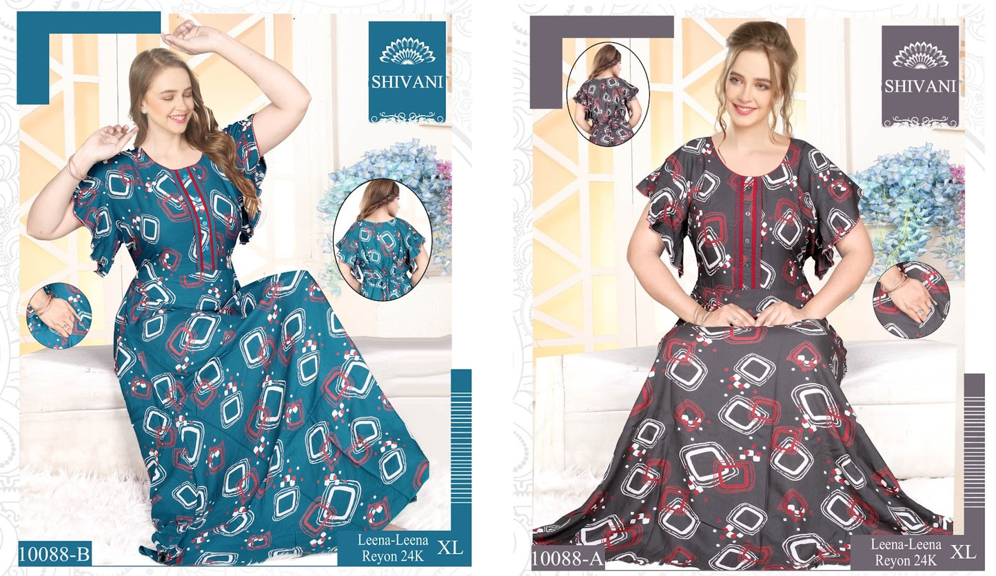 Leena Frock Sleeve Belly Rayon Night Gowns Wholesaler India