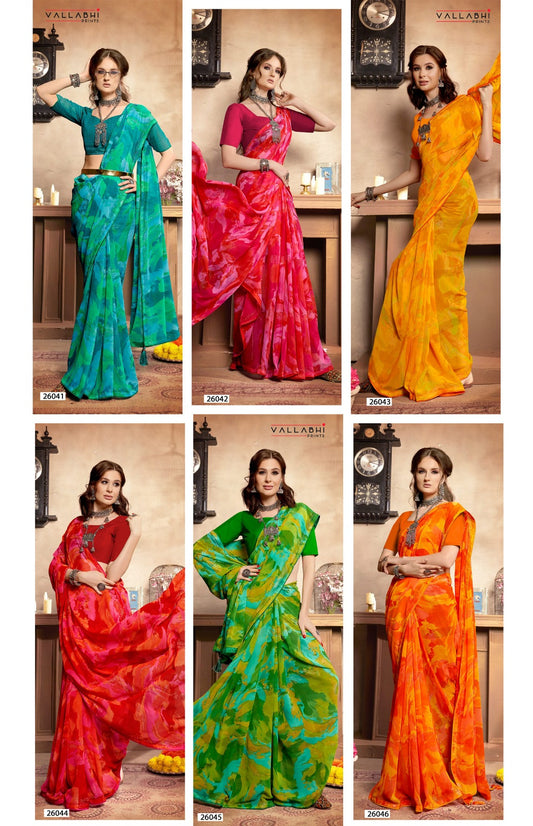 Leena Vol 3 Vallabhi Prints Georgette Sarees Supplier India