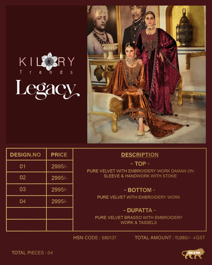 Legacy Kilory Velvet Suits Wholesale