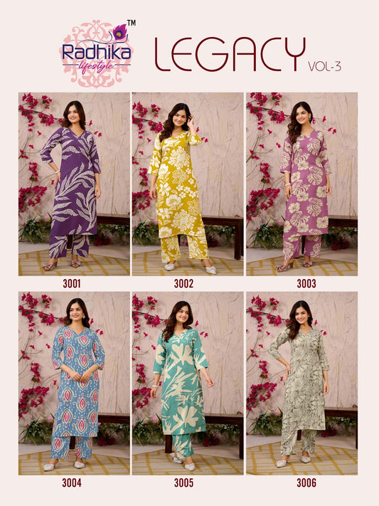 Legacy Vol 3 Radhika Lifestyle Reyon Co Ord Set Wholesaler India