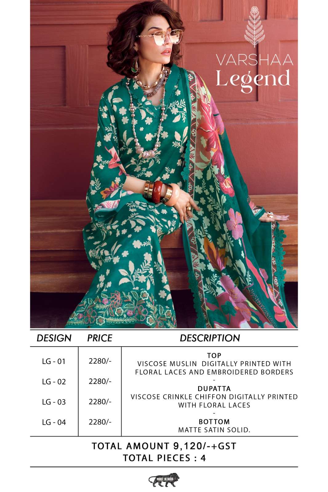 Legend Varshaa Viscose Muslin Pant Style Suits Wholesale